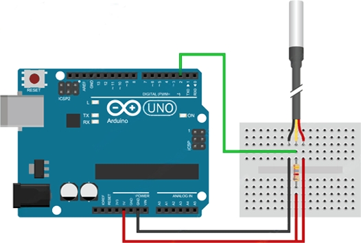 DS18B20 Wiring Diagram with Arduino