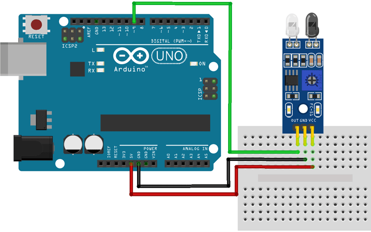 Wiring Diagram of IR Sensor with Arduino Uno