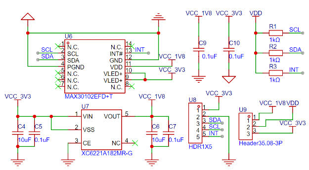  Close-up or block diagram of MAX30102 module