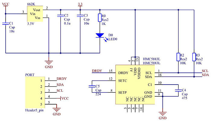 Inside view or block diagram of HMC5883L module
