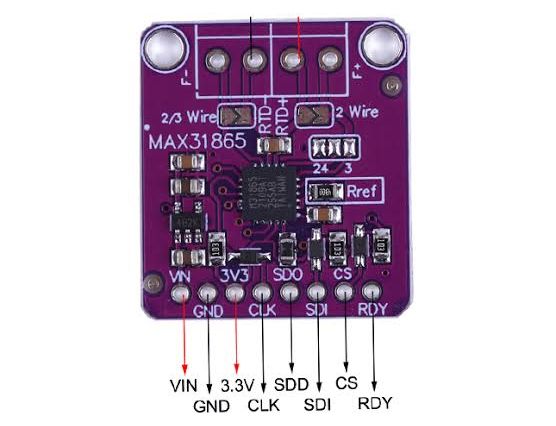 Photo of a MAX31865 Sensor Module Pinout