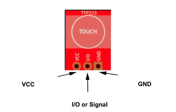 Photo of a TTP223 Touch Sensor Module Pinout