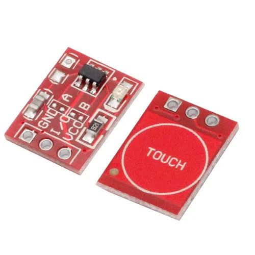 Photo of a TTP223 Touch Sensor Module (single channel capacitive touch pad)