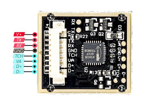 Photo of an AS608 Fingerprint Reader Module Pinout