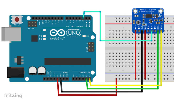  Wiring Diagram of ADXL345 sensor module with Arduino Uno