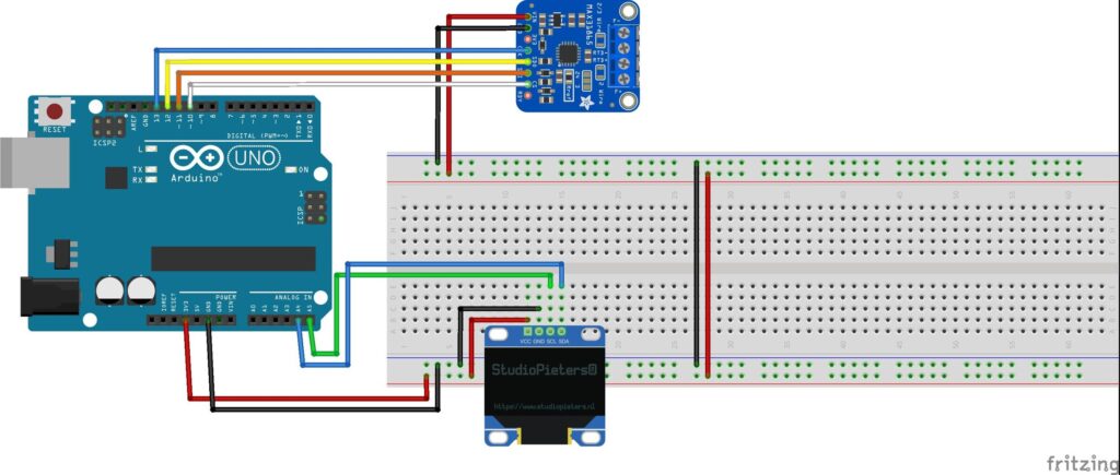 Wiring Diagram of MAX31865 with PT100 RTD and Arduino Uno