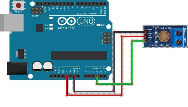 Wiring Diagram of Voltage Sensor Module with Arduino Uno